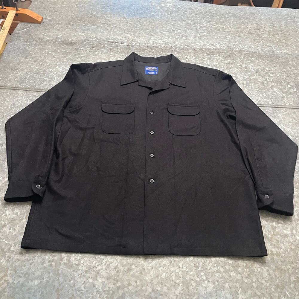 Pendleton Board Shirt Virgin Wool Black Mens XXL Long Sleeve Button Up EUC - Picture 2 of 8